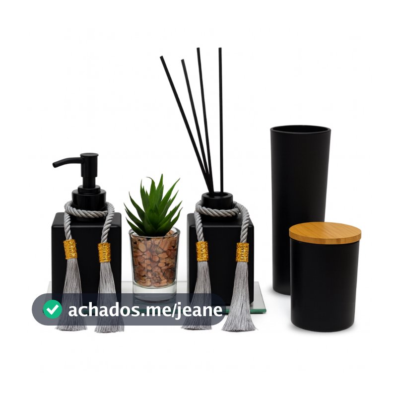 Kit Lavabo Luxo De Vidro C/ Difusor Aromatizador, Saboneteira Vidro&decor 10 Peças