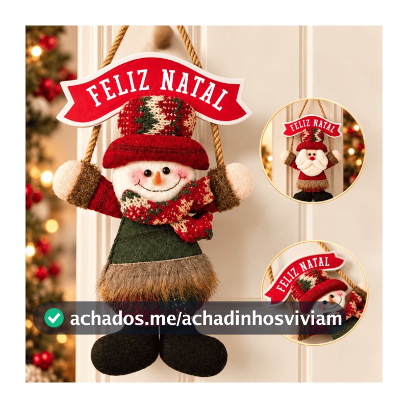 Enfeite de Natal Grande para Portas Pelúcia Papai Noel Boneco de Neve Pendente Decoração Natalina