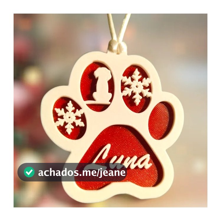 Enfeite de Natal Patinha com Nome do Pet Personalizado
