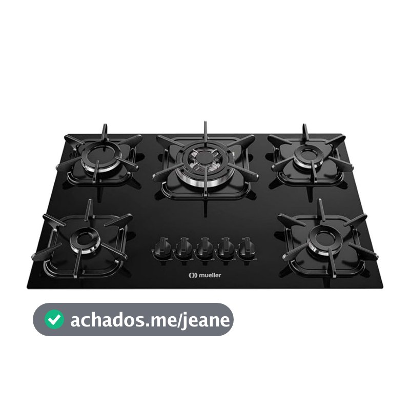Cooktop Mueller 5Q TC 5 bocas com Queimador Tripla chama Bivolt Preto - 601270003
