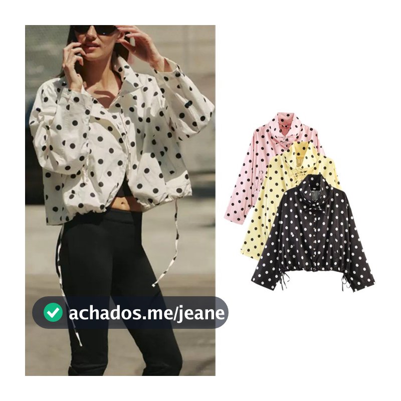 Jaqueta de bolinhas da moda com gola alta e manga comprida 5247730