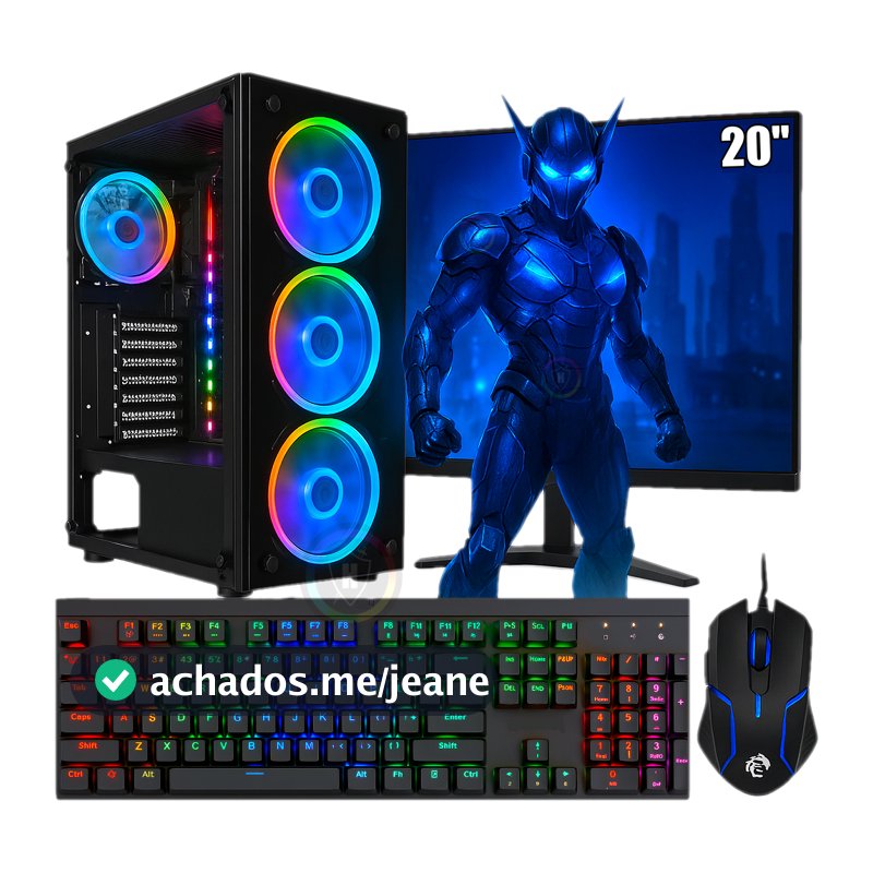 Pc Gamer Completo I7 10 Geração 5.1Ghz / 32gb Ram Ddr4 / Ssd 480Gb / Leds RGB / Monitor 20" 75Hz