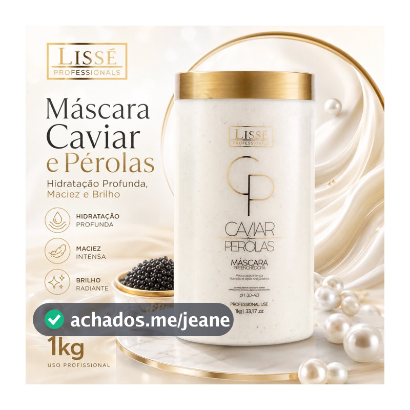 Máscara Caviar e Pérolas Lissé 1kg Hidratação Profunda, Maciez e Brilho
