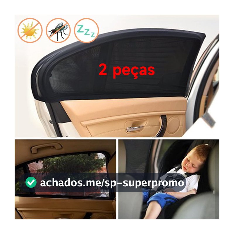 Kit 2 Capa Cortina Proteção Solar Anti Vento Protetora Crianças Janela Carro