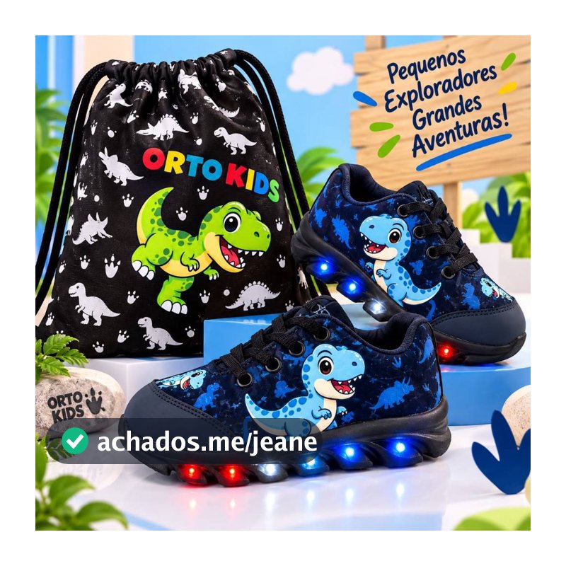 Tenis Infantil Led Dino T-REX Menino com Luizinha DINOSSAURO Envio Imediato lançamento !!! PRETO AZUL VERDE PROMOCAO