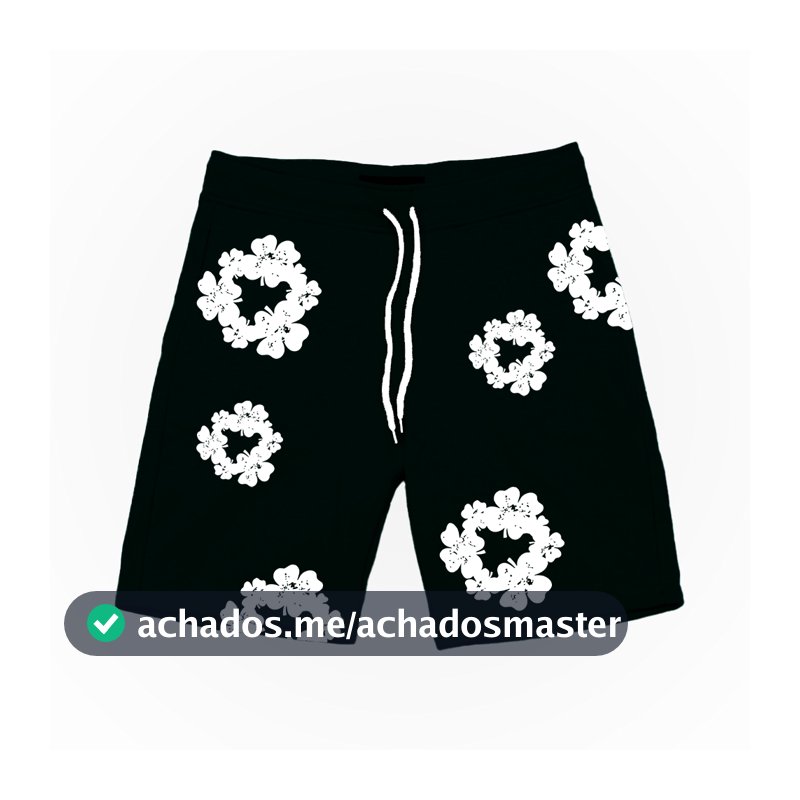 Bermuda Masculina Ready Made Denim Streetwear 100% Algodão Flores