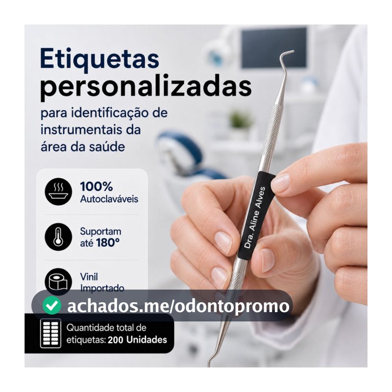 Kit 200 Etiquetas Adesivas Personalizadas Identificação Instrumental Odontológico Autoclave 180°C Vinil