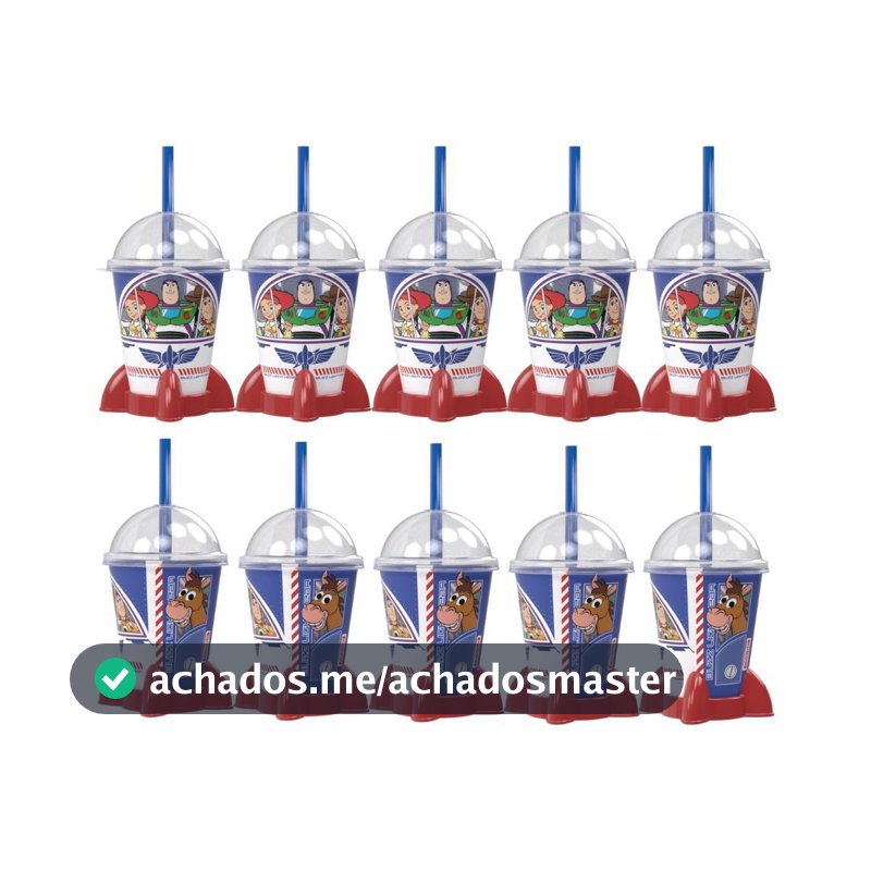Kit 10 Copos Toy Story Woody Buzz Jessie Foguete Lembrancinha Aniversário Festa Infantil Plasútil