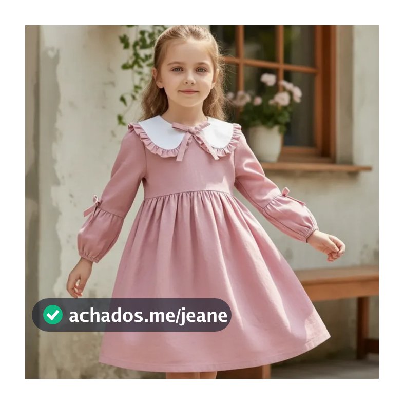 Vestido Menina Infantil Vintage Manga Longa Gola Boneca Inverno