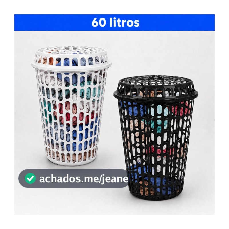 Jogo de 02 Cestos 60 Litros Organizador Telado Com Tampa Resistente Reforçado