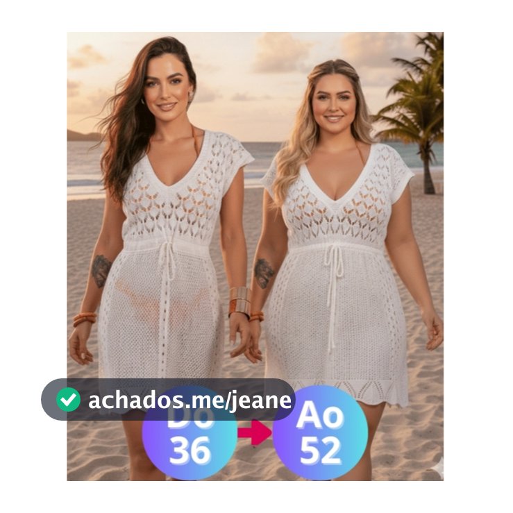 Saída De Praia Vestido Curto Tricot Moda Praia Luxo M ao Plus Size Crochê