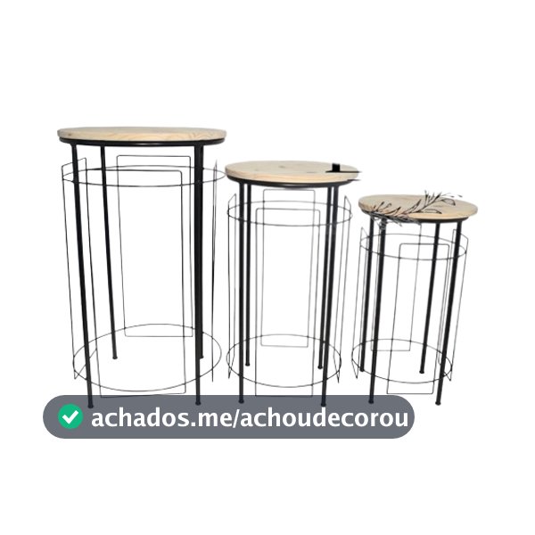 Trio de Mesas em Ferro para Decoração de Festa
