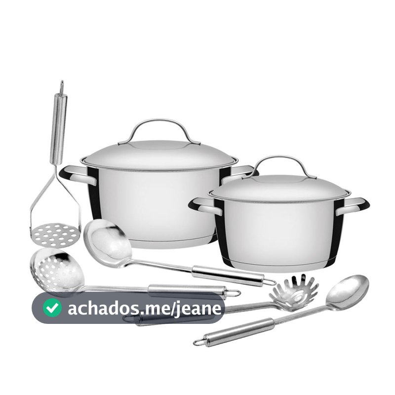 Jogo de Caçarolas Tramontina Allegra em Aço Inox com Indução e Utensílios em Inox Tubular 7 peças