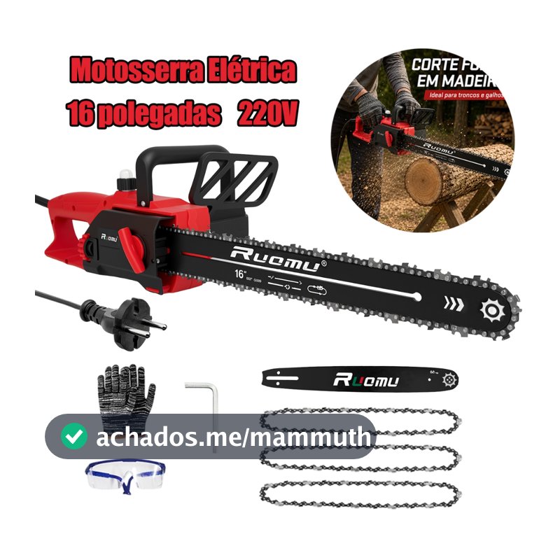 Motosserra elétrica 16 polegadas 3200W 220V Com fio serra elétrica Brushless Motor