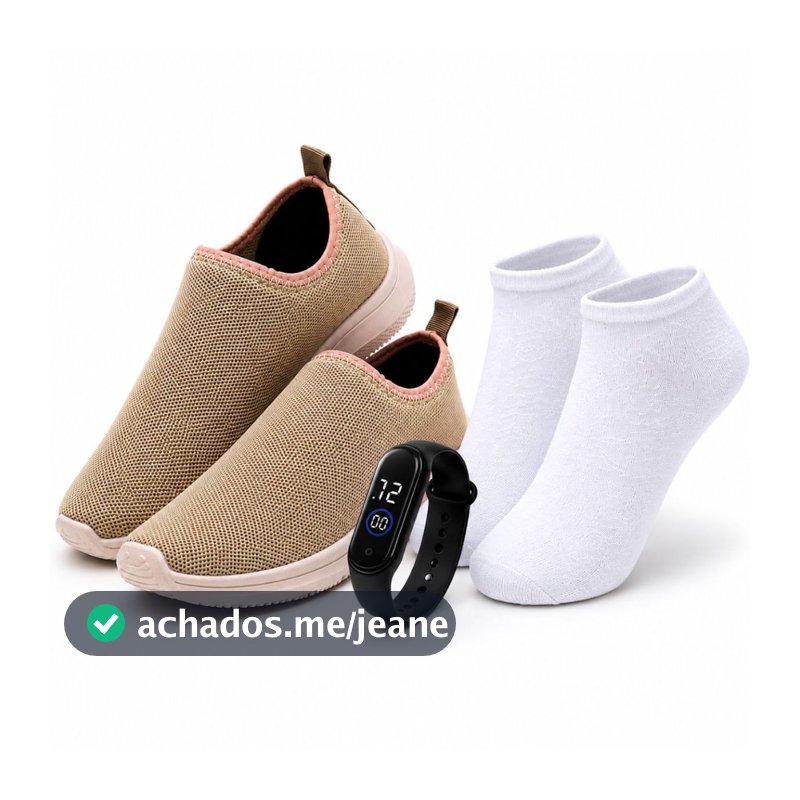 Kit Tênis Feminino Slip On Ortopédico Academia Corrida Casual Treino+ Relógio e Meia