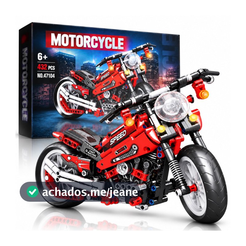 Moto Custom Technic Speed Racing 432 Peças Escala 1:10 Blocos de Montar COM CAIXA