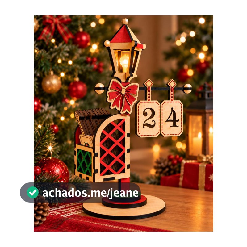 Natal Calendário De Advento Em Mdf 3mm Postinho Pintado