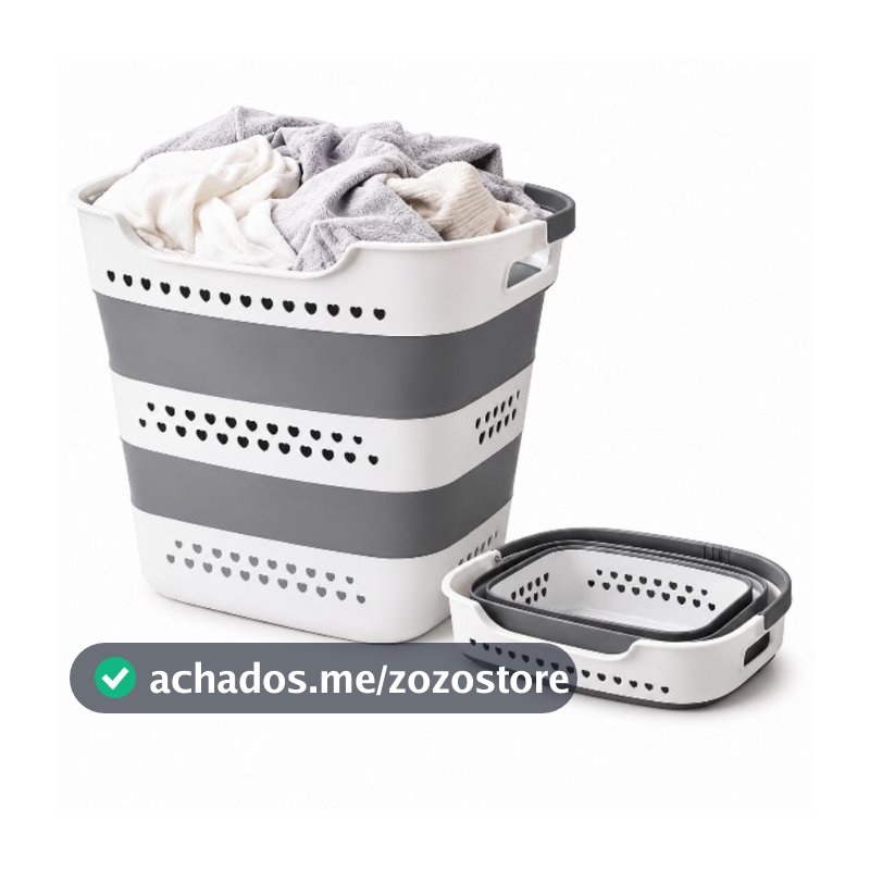 Cesto de Roupa Suja Dobrável Retrátil Grande 40L – Organizador para Lavanderia, Banheiro e Casa