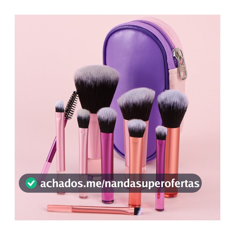 Kit 10 mini pincéis para Maquiagem com estojo bolsa para viagem 024-140