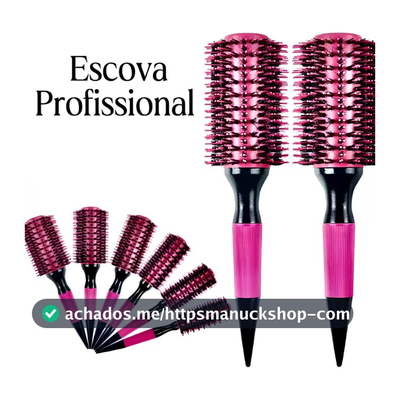 Escova De Cabelo Térmica Amarela ou Rosa Madeira Mista Com Cerdas De Javali