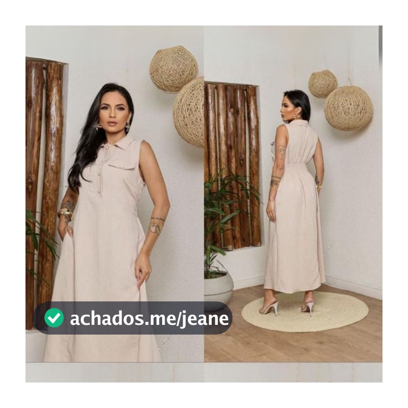 Vestido Longo Feminino Tecido Sensorial Elegancia caimento Regata Gola Camisa Botão Forrado Bolsos