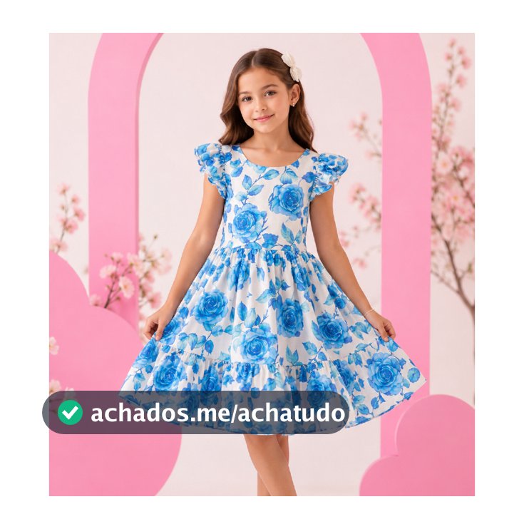 Vestido Infantil Menina Manga Curta Sedinha Liso ou Estampado 4 a 12 Anos