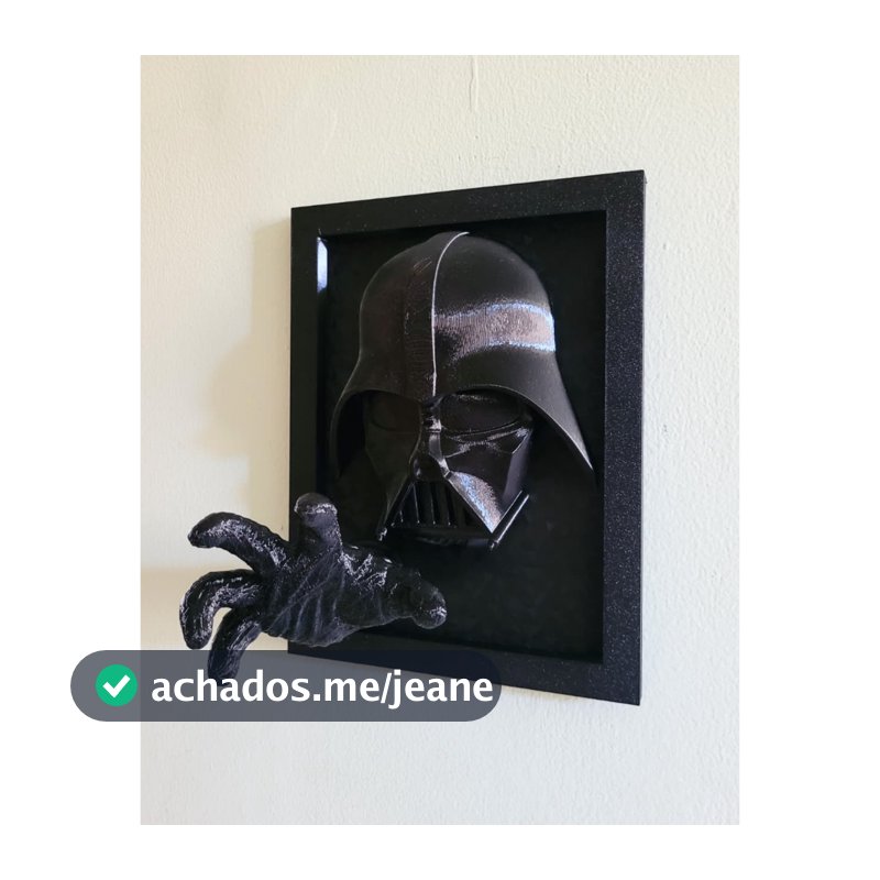 Quadro 3D Darth Vader Star Wars 19x25cm - Fundo Holográfico