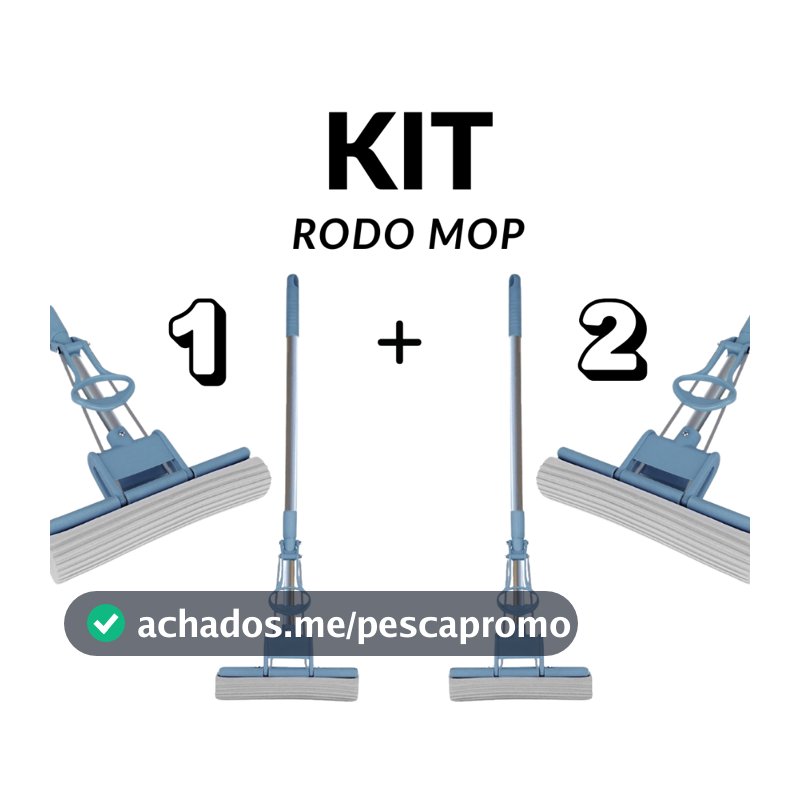 Kit Dois Rodo MOP Limpeza Casa Cozinha Seca Esfregão Resistente Prático Vassoura Escritório