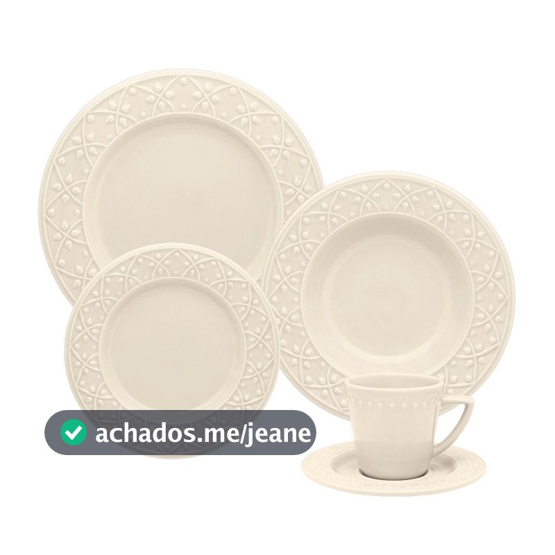Aparelho de Jantar E Chá 20 Pçs Oxford Mendi Marfim