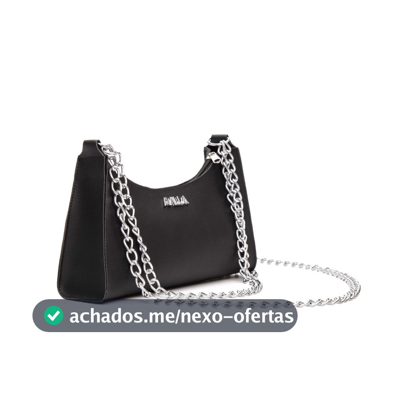 Bolsa Feminina Crossbody Corrente Dupla Transversal Tiracolo Elegante Preta