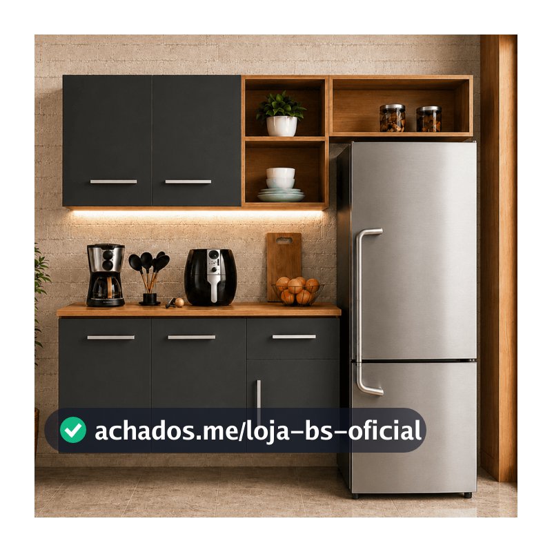 Armário de Cozinha Compacta Kit Aéreo e Balcão Nicho Reversível Gabinete Cozinha - Blue Moby