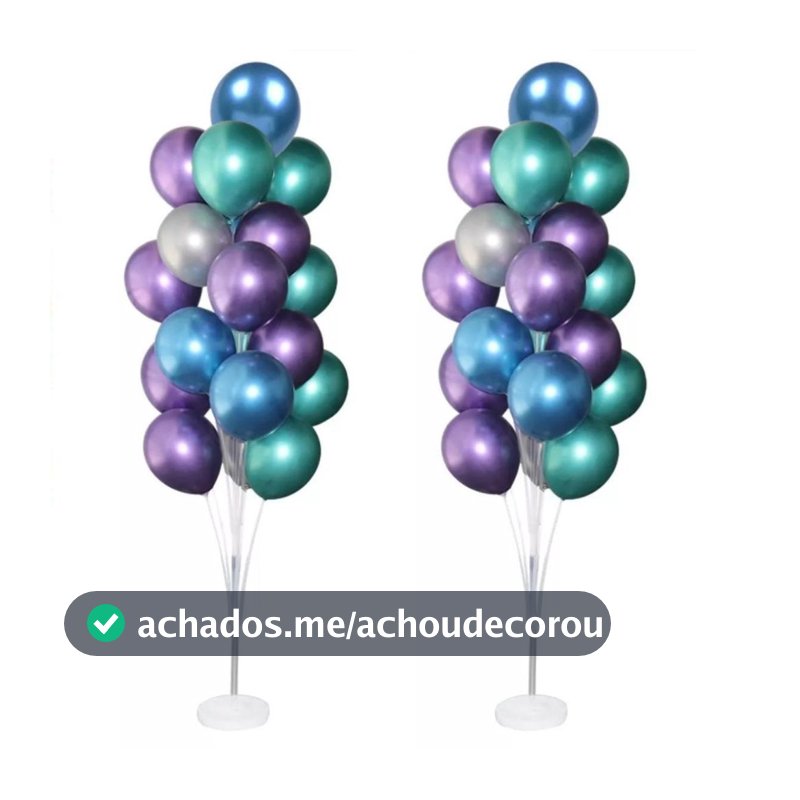 Kit 2 Suporte Balão de Chão 1,68 m Com 19 Varetas Para Decoração Festa Eventos