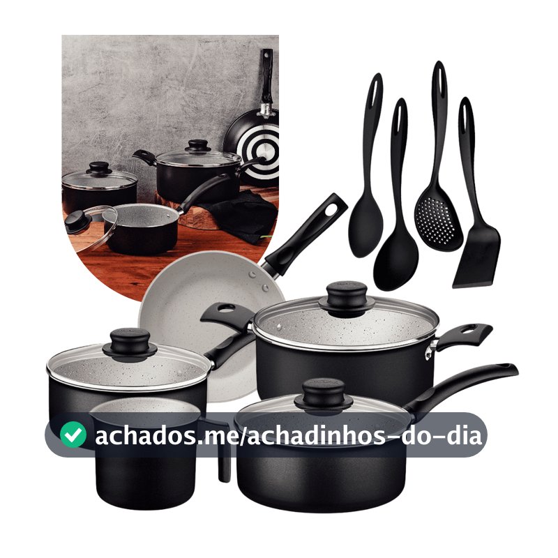 Jogo de Panelas Tramontina 9 Peças Turim Antiaderente Starflon Max  Preto