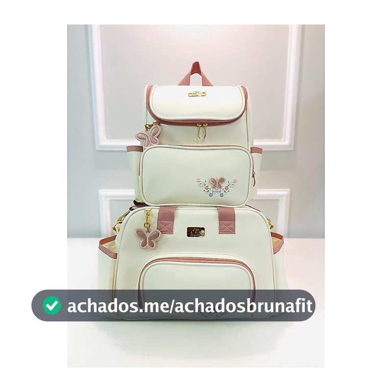 Kit Bolsa Maternidade Mochila de bebe Elen Borboleta Creme Arte e Companhia