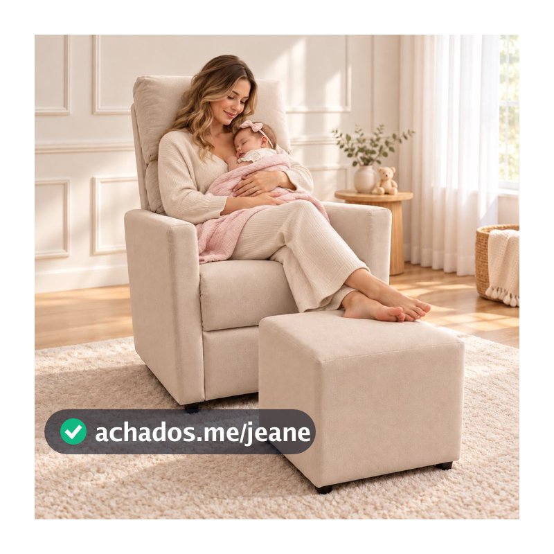 HELENA - Poltrona de Amamentação e Descanso com Balanço e Puff no VELUDO