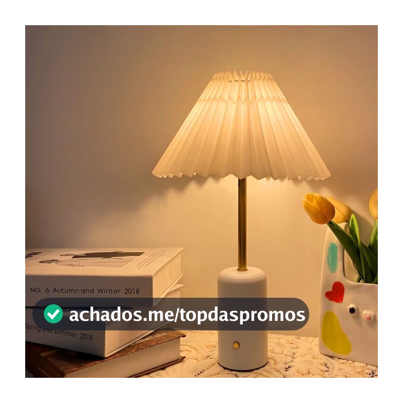 Abajur de Mesa Estilo Retrô Pregueado Mesa Recarregável LED Quente para Quarto/Escritório/Sala