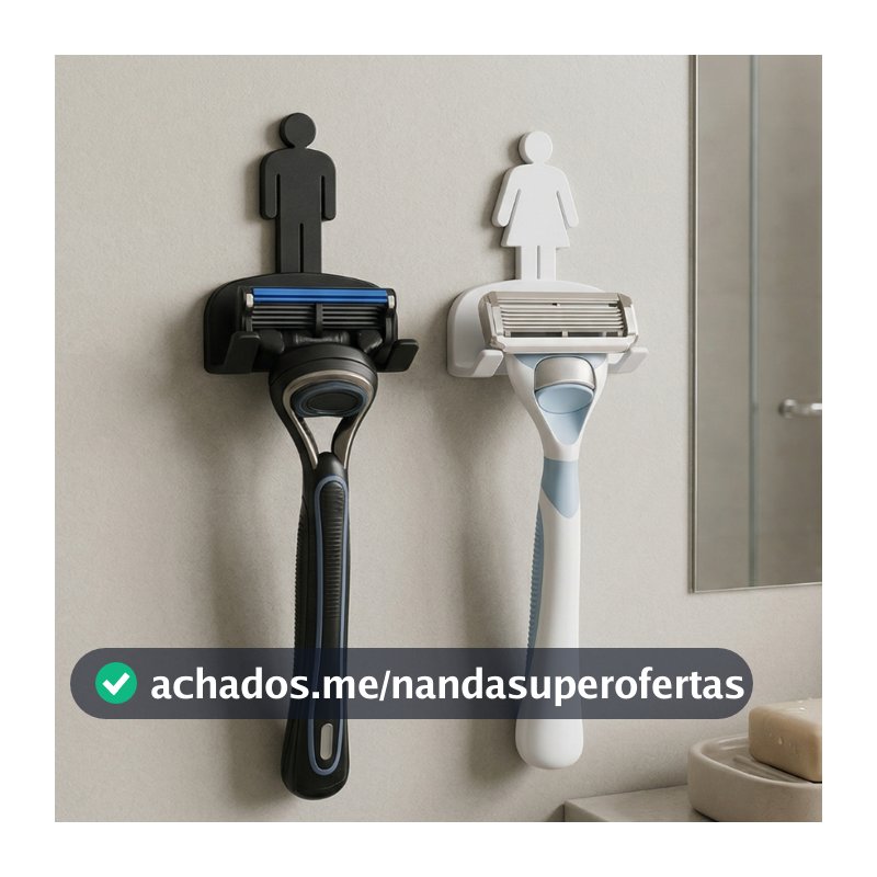 Kit 2 Suporte Gillette Parede Fita 3M Porta Barbeador Sem Furo Kit Organizador Banheiro Dele e Dela