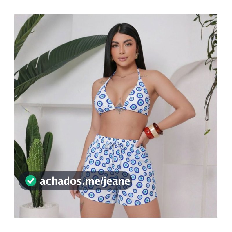 Biquini Conjunto Trikini 3 Peças Short Praia Moda Tendência