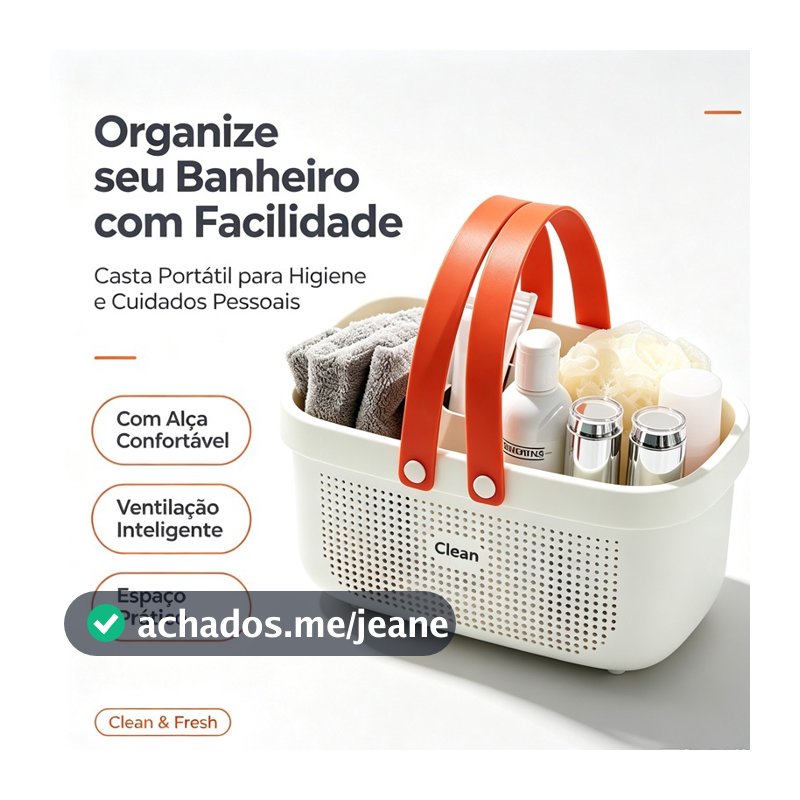 Cesta de Banheiro Portátil Cesto Organizador Plástico com Furos para Drenagem de Água