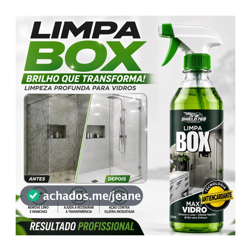 Limpa Vidro Box Banheiro Blindex Vidroclean Brilho Mil 500ml - Remove Manchas Gordura e Calcário