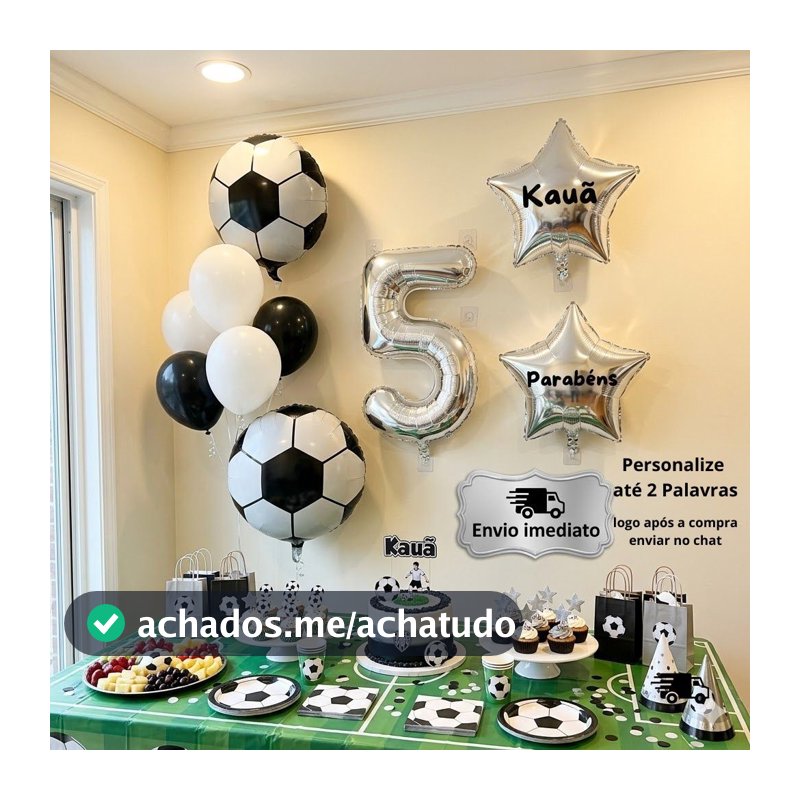 Kit Balões de Futebol  Personalizado com Balão de idade