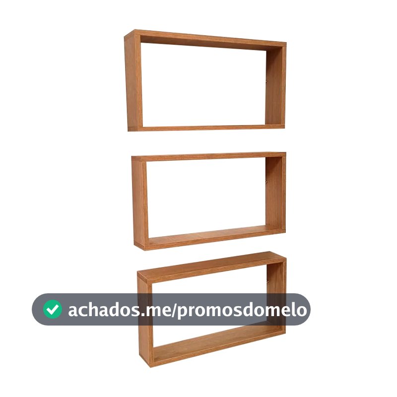 Kit 3 Nichos de Parede Decorativos - Freijo Natural - 50 X 25 X 10