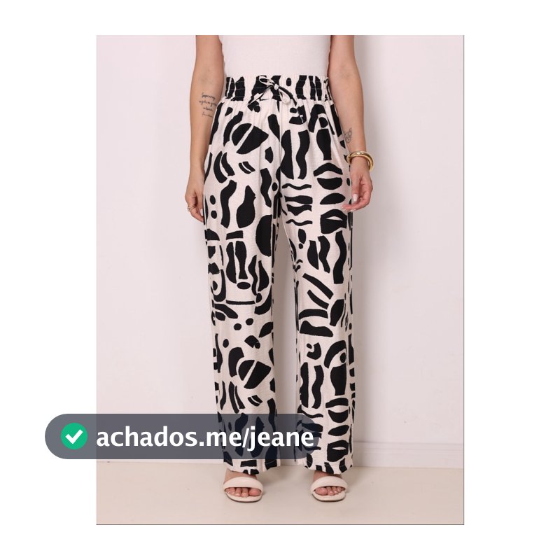 Calça Feminina Estampada Wid leg Moda Cintura Alta Pantalona Estampada