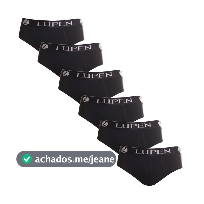 Kit 12 Cuecas Slip Preta Microfibra Lupen Original Masculina Cueca Tradicional Cavada Masculino Adulto