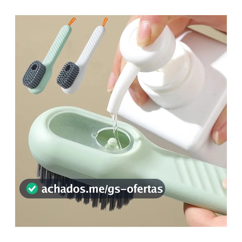 Escova Limpa Sapato Tenis Boné Roupa Com Dispenser Reservatório Sabão Portatil
