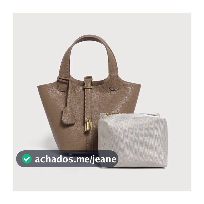 Luxo Bolsa De Couro De Grão Superior Feminina 2026 Moda Versátil Balde Saco Feminino Verão Deslocamento Cesta Vegetal