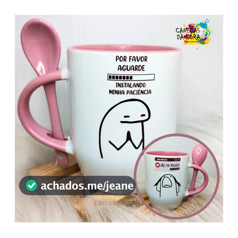Caneca com Colher Personalizada Flork "Carregando Minha Paciência" - Promoção