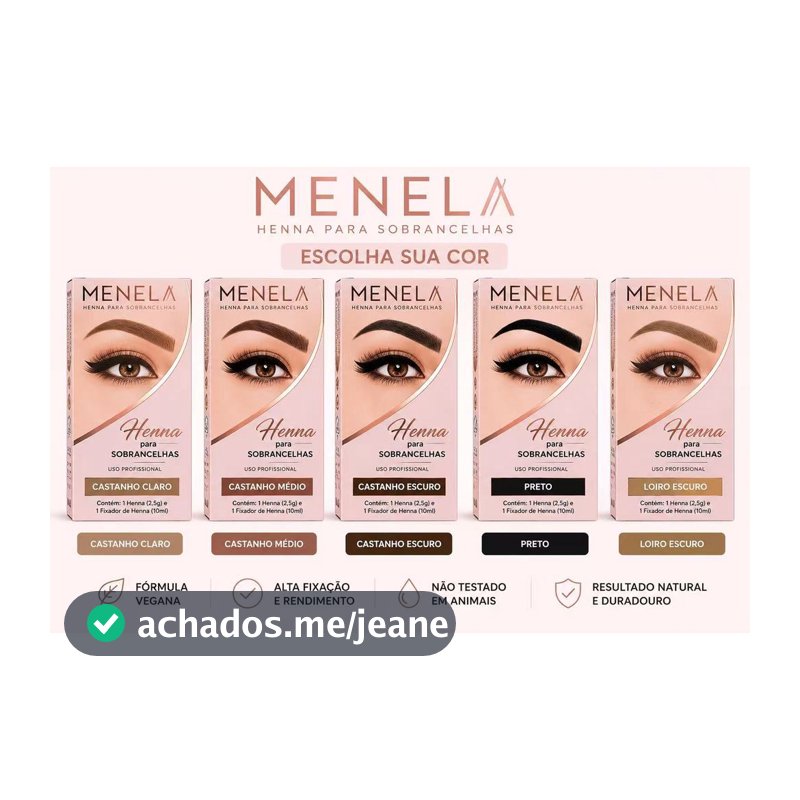 Henna Menela Profissional para Designer de Sobrancelhas 2,5g - Com Fixador e Nanotecnologia