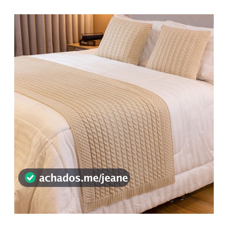 Kit Peseira Manta Tricot Cama Solteiro Casal Queen King + 2 Capas Almofadas Trico Amsterdam