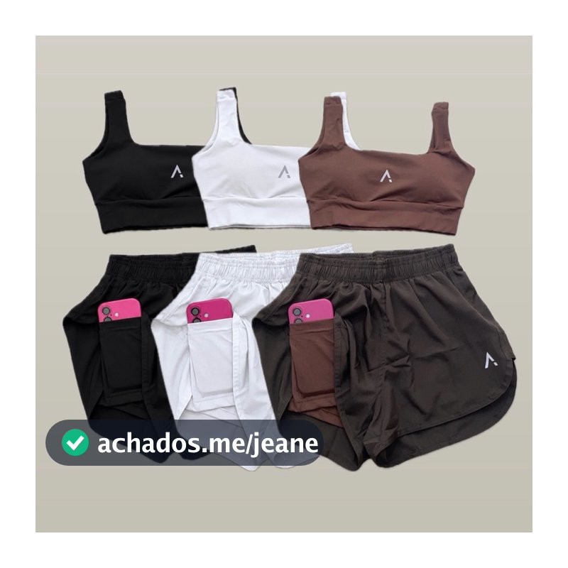 Conjunto de Short Duplo BOLSO poliamida e tectel soltinho e Top fitness Slim e Plus size Camila